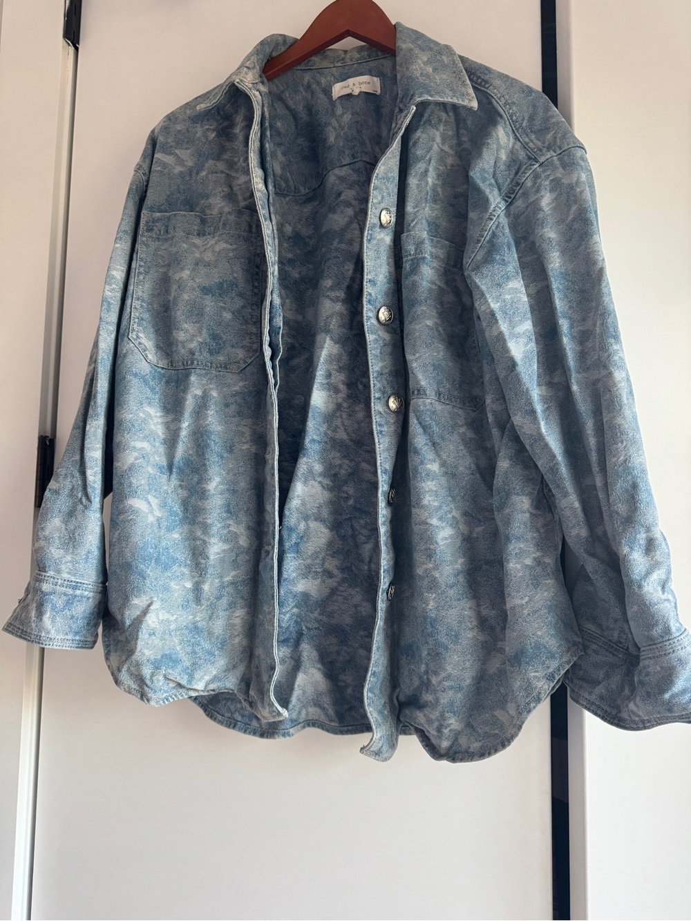 Rag & Bone Light Blue Washed Denim Shirt Jacket